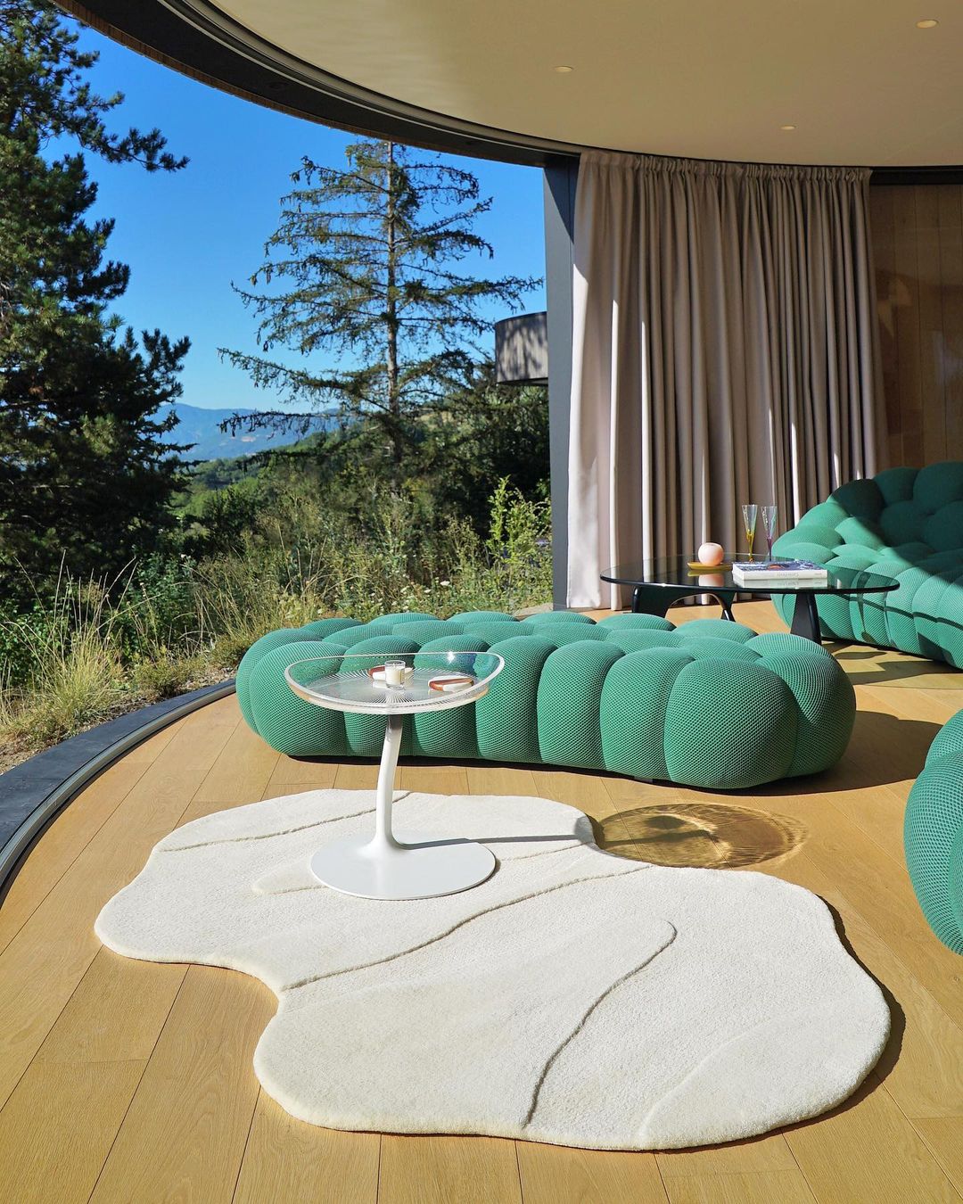 Green plus woolen Hand Tufted handmade Carpet