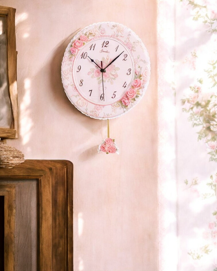 'Country Roses' Vintage Wall Clock