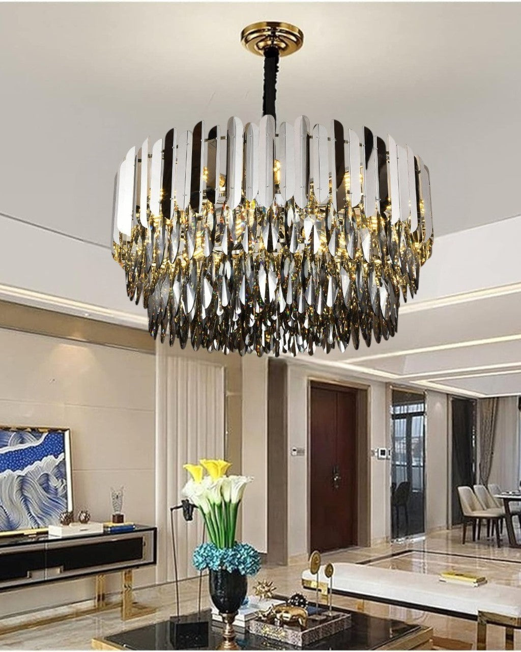 Luxury Black Crystal Chandelier - 950mm