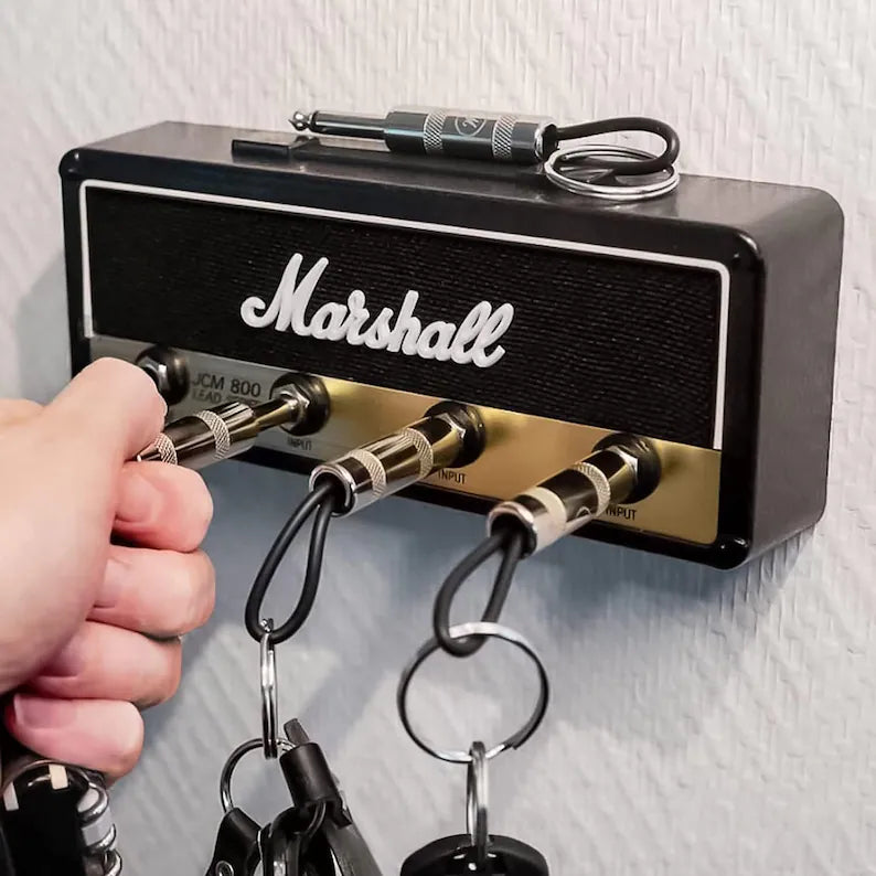 JackRack: Marshall-Style Wall Mounted Key Holder with 4 Guitar Amp Plug Keychains for Home & Studio D‚àö¬©cor