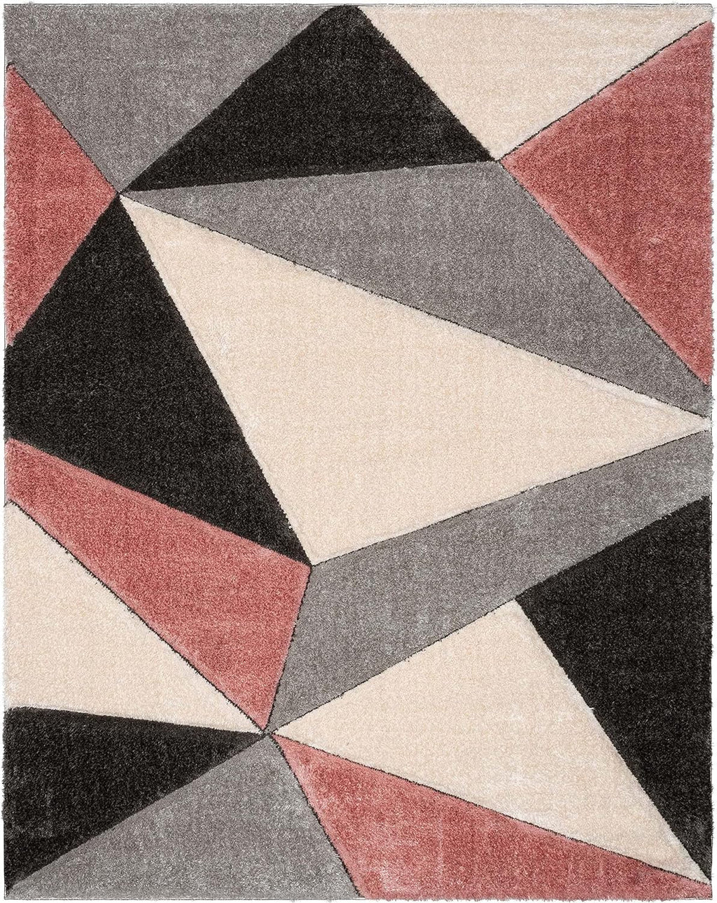 Pink Black Triangle Shaggy Carpet