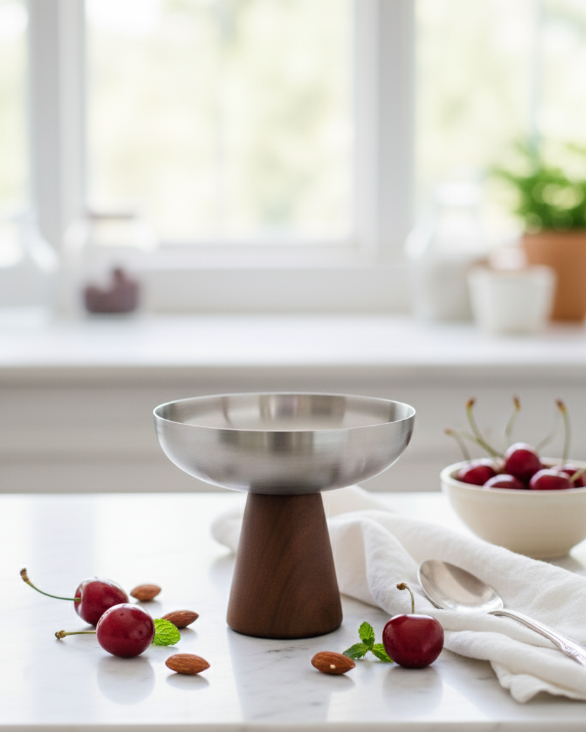 Crownspire Pedestal Dessert Bowl - Silver