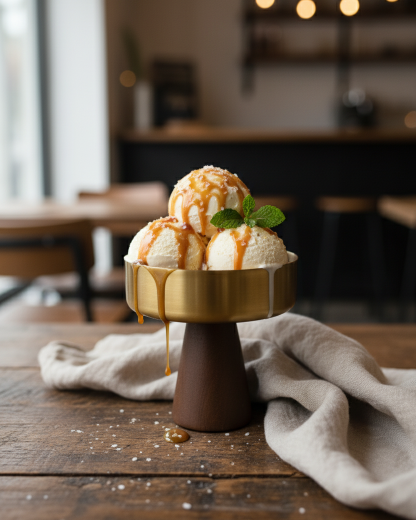 Cylindro Pedestal Dessert Bowl - Gold