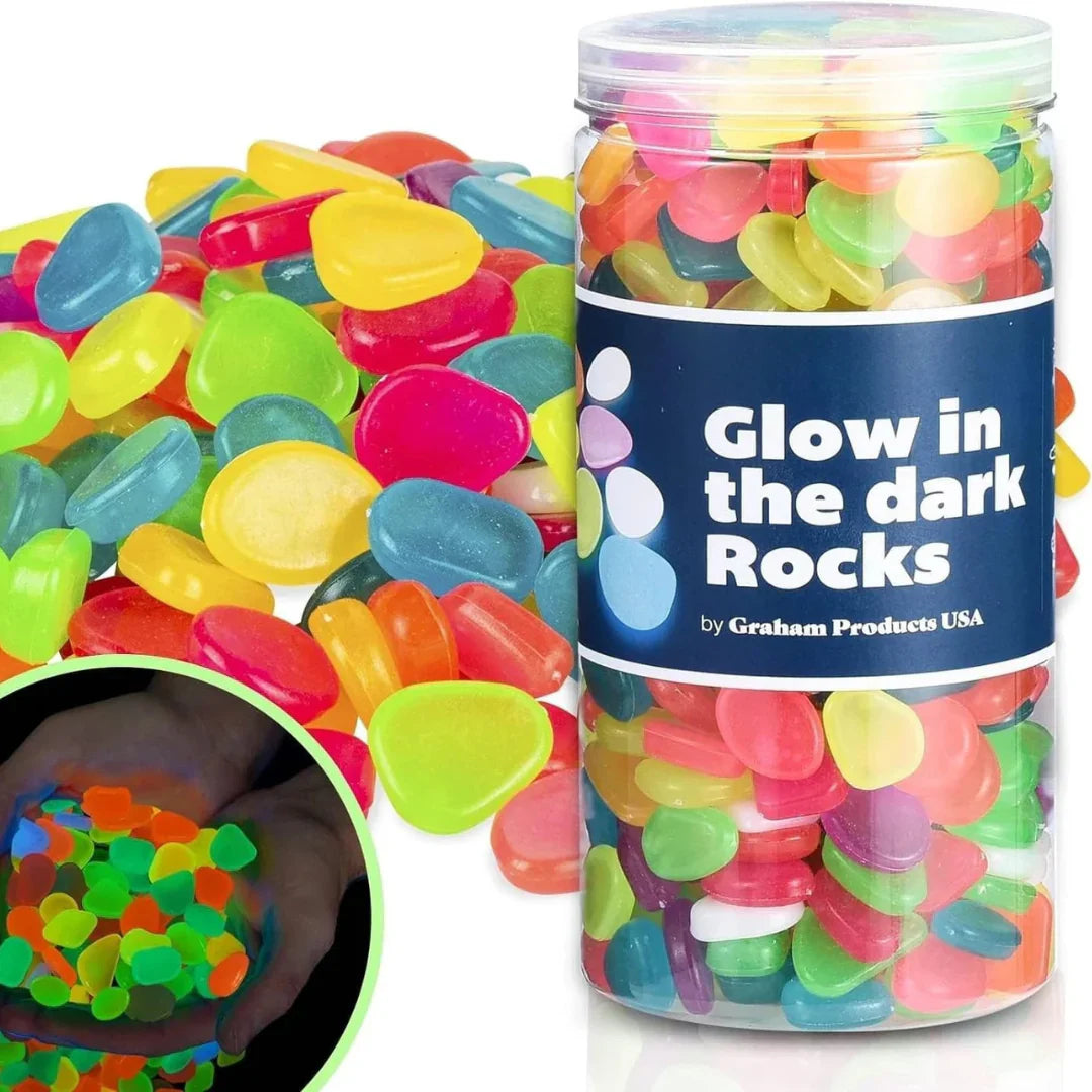 GlowRock: Glow-in-the-Dark Pebble Set for Balcony, Garden, Aquarium & Magical Ambience (Pack of 100)