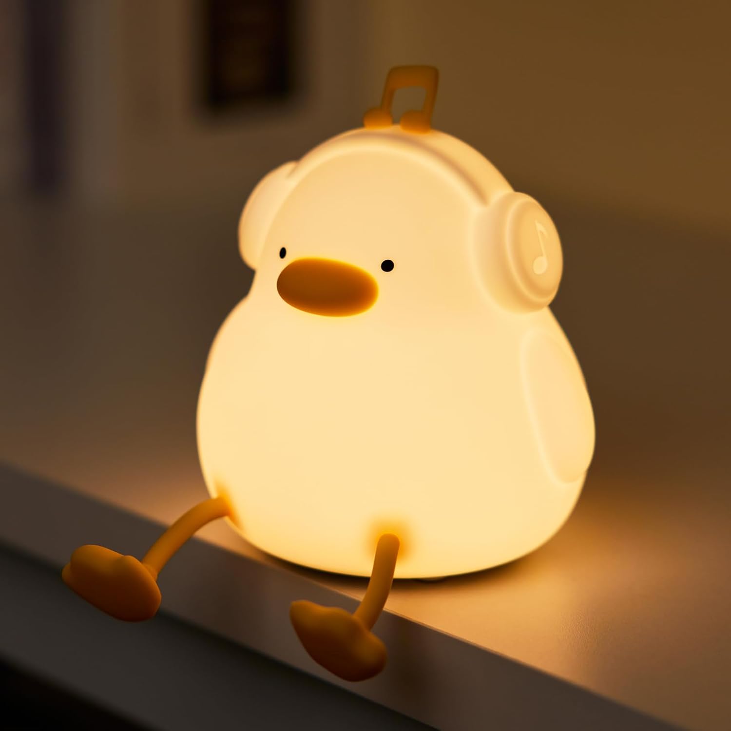 DJDuck: Adorable Silicone Duck with Headphones LED Lamp ‚Äö√Ñ√¨ Dimmable, Rechargeable Kawaii Room Decor
