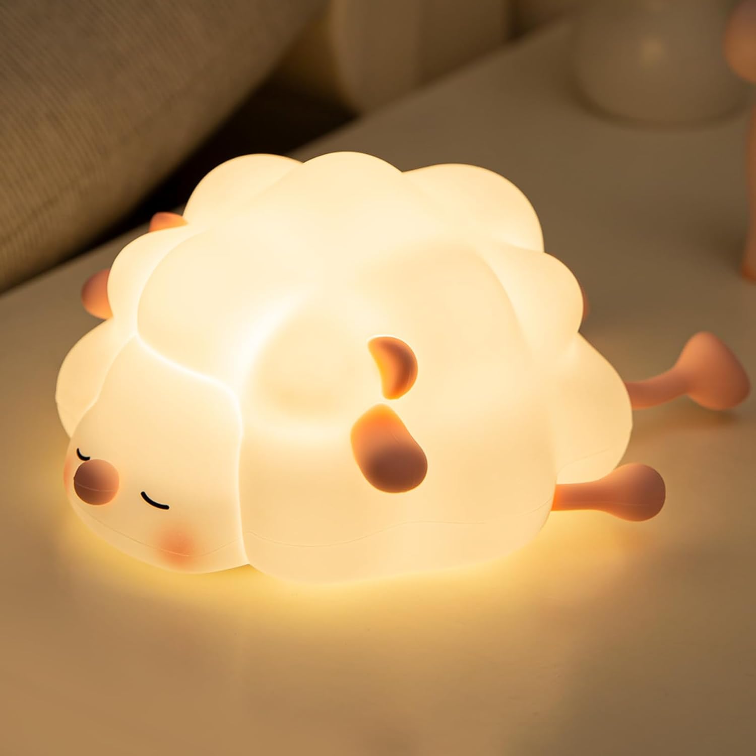 Wooly: Adorable Silicone Sheep Night Light ‚Äö√Ñ√¨ USB Rechargeable Soft LED Glow with Tap Control for Kids' Bedroom, Gifting & Cozy Bedside D‚àö¬©cor