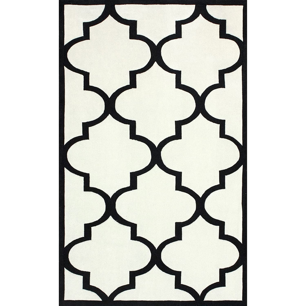 White & Black Hand Tufted Wool Rug, Handmade Export Quality Wool Rug/Carpet for Living Room, Bedroom, Hall with 1.00 inch Thickness