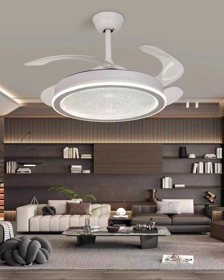 Aurora Glow Retractable Blade LED Fan Chandelier