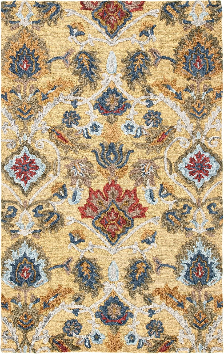 Midnight Flora Yellow woolen Hand Tufted Carpet