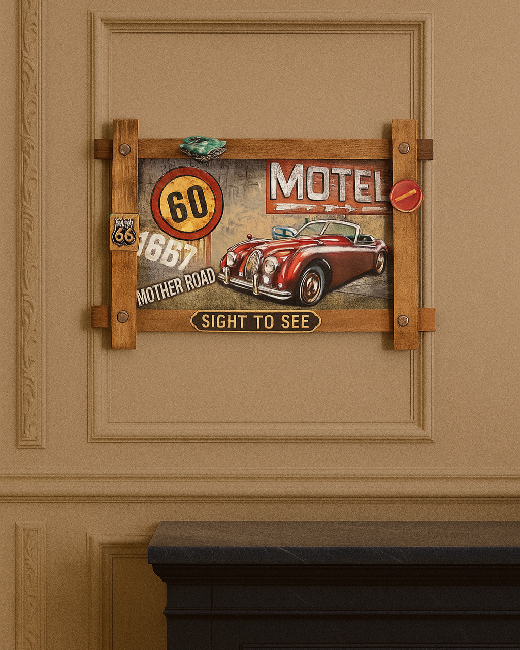 1954 XK Vintage Wooden Frame Poster